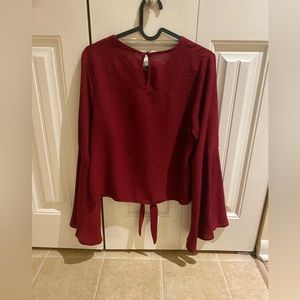 Maroon colour long wide sleeve blouse